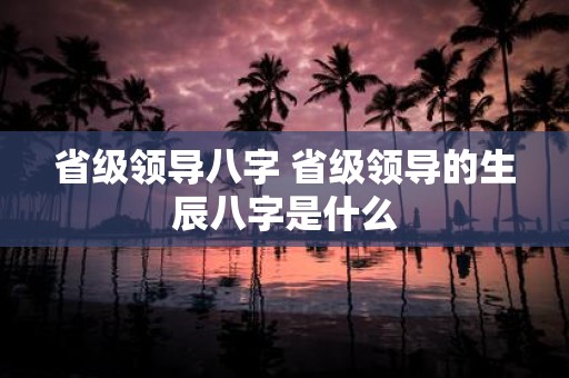 省级领导八字 省级领导的生辰八字是什么