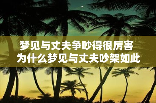 梦见与丈夫争吵得很厉害 为什么梦见与丈夫吵架如此激烈