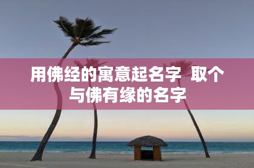 用佛经的寓意起名字 取个与佛有缘的名字