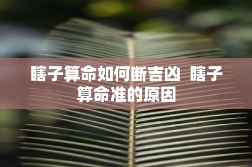 瞎子算命如何断吉凶 瞎子算命准的原因