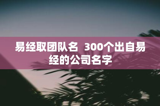 易经取团队名 300个出自易经的公司名字