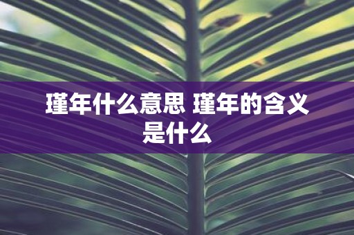 瑾年什么意思 瑾年的含义是什么