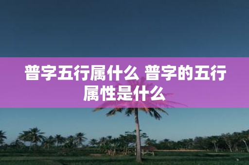 普字五行属什么 普字的五行属性是什么