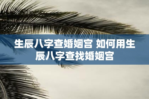 生辰八字查婚姻宫 如何用生辰八字查找婚姻宫