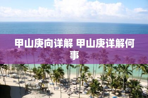 甲山庚向详解 甲山庚详解何事