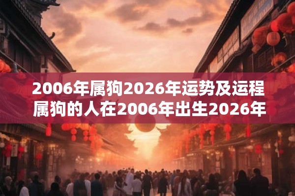 2006年属狗2026年运势及运程 属狗的人在2006年出生2026年的运势和运程会怎么样 2006年属狗2026年运势及运程 属狗的人在2006年出生2026年的运势和运程会怎么样