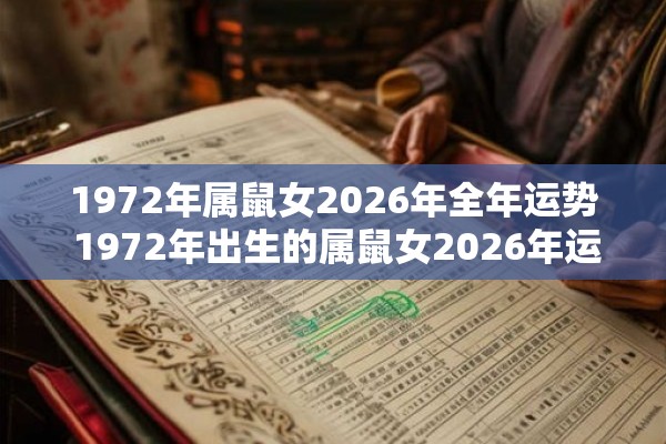 1972年属鼠女2026年全年运势 1972年出生的属鼠女2026年运势如何