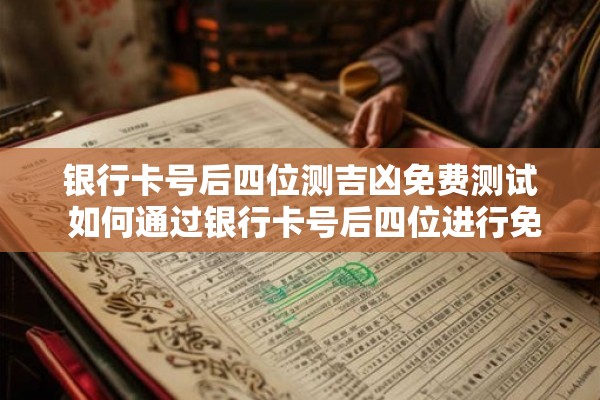 银行卡号后四位测吉凶免费测试 如何通过银行卡号后四位进行免费的吉凶测试
