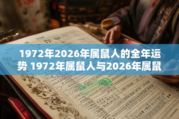 1972年2026年属鼠人的全年运势 1972年属鼠人与2026年属鼠人的整体命运如何