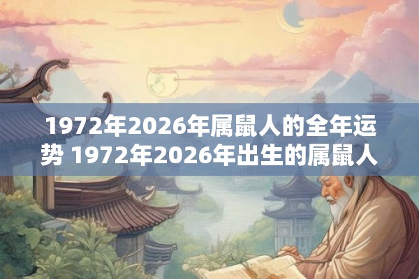 1972年2026年属鼠人的全年运势 1972年2026年出生的属鼠人2021年全年运势如何