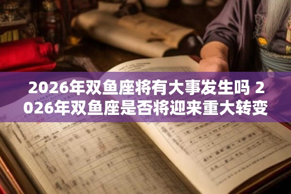 2026年双鱼座将有大事发生吗 2026年双鱼座是否将迎来重大转变或事件 2026年双鱼座将有大事发生吗 2026年双鱼座是否将迎来重大转变或事件