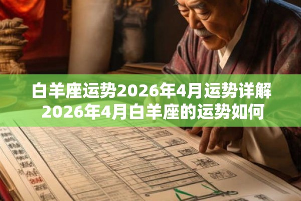 白羊座运势2026年4月运势详解 2026年4月白羊座的运势如何 白羊座运势2026年4月运势详解 2026年4月白羊座的运势如何