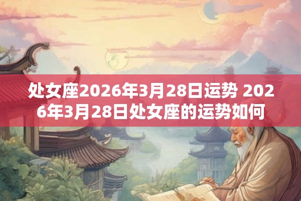 处女座2026年3月28日运势 2026年3月28日处女座的运势如何