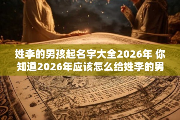 姓李的男孩起名字大全2026年 你知道2026年应该怎么给姓李的男孩起名字才好吗