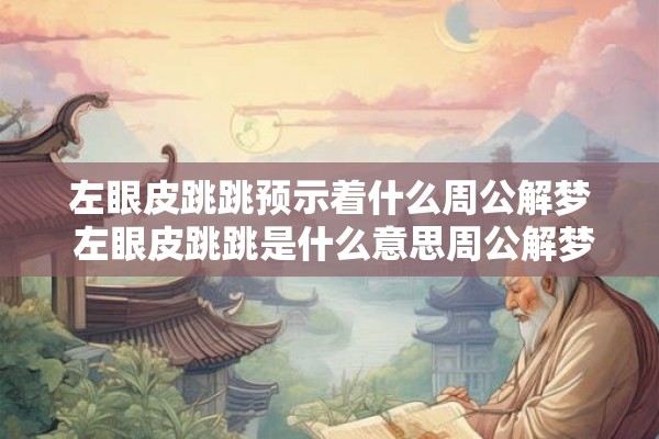 左眼皮跳跳预示着什么周公解梦 左眼皮跳跳是什么意思周公解梦告诉你