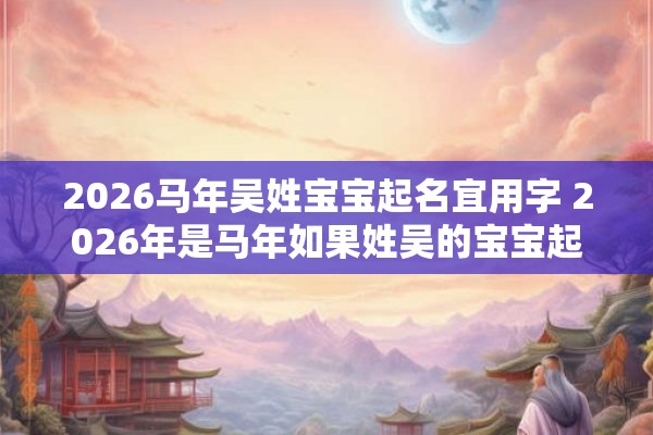 2026马年吴姓宝宝起名宜用字 2026年是马年如果姓吴的宝宝起名应该选用哪些字 2026马年吴姓宝宝起名宜用字 2026年是马年如果姓吴的宝宝起名应该选用哪些字