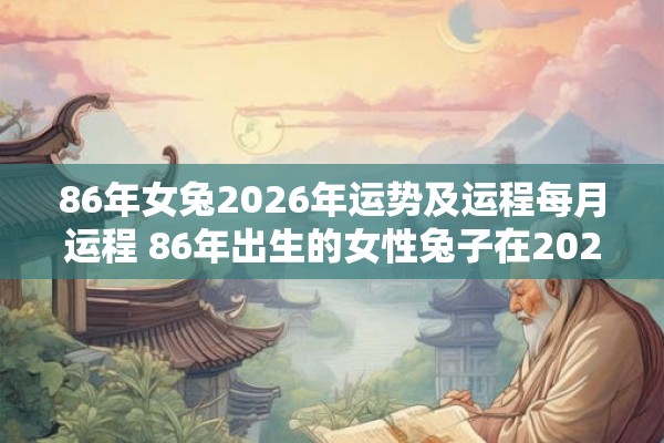 86年女兔2026年运势及运程每月运程 86年出生的女性兔子在2026年的运势如何每个月的运势和运程会有哪些变化 86年女兔2026年运势及运程每月运程 86年出生的女性兔子在2026年的运势如何每个月的运势和运程会有哪些变化