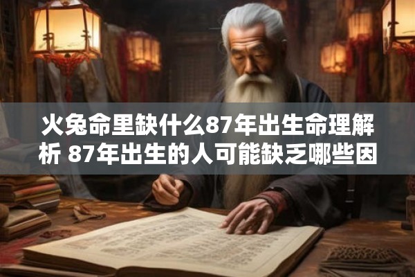 火兔命里缺什么87年出生命理解析 87年出生的人可能缺乏哪些因素影响其命运基于火兔命理解析