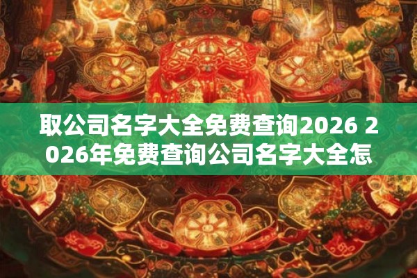取公司名字大全免费查询2026 2026年免费查询公司名字大全怎么做