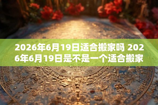 2026年6月19日适合搬家吗 2026年6月19日是不是一个适合搬家的日子