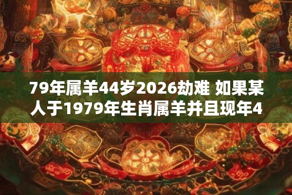 79年属羊44岁2026劫难 如果某人于1979年生肖属羊并且现年44岁那么是否会在2026年遭遇劫难 79年属羊44岁2026劫难 如果某人于1979年生肖属羊并且现年44岁那么是否会在2026年遭遇劫难
