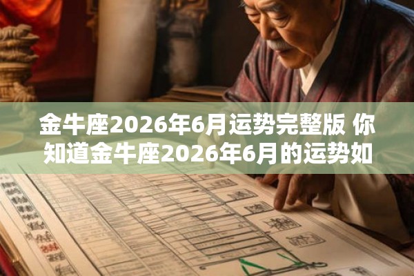 金牛座2026年6月运势完整版 你知道金牛座2026年6月的运势如何吗