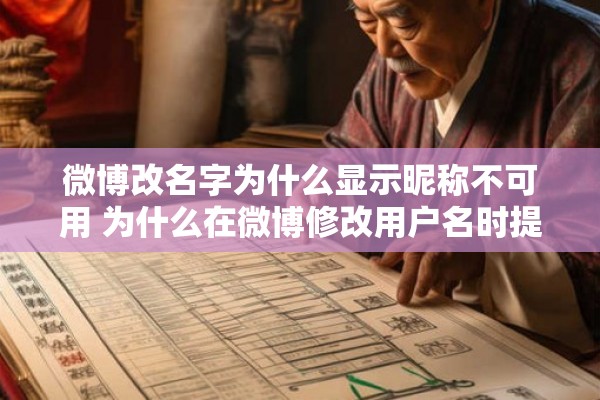 微博改名字为什么显示昵称不可用 为什么在微博修改用户名时提示昵称不可用