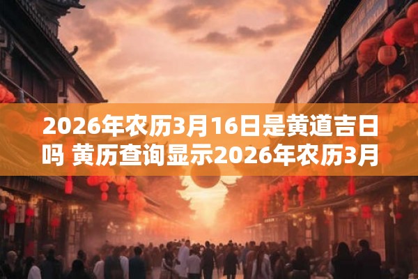 2026年农历3月16日是黄道吉日吗 黄历查询显示2026年农历3月16日是否为黄道吉日 2026年农历3月16日是黄道吉日吗 黄历查询显示2026年农历3月16日是否为黄道吉日