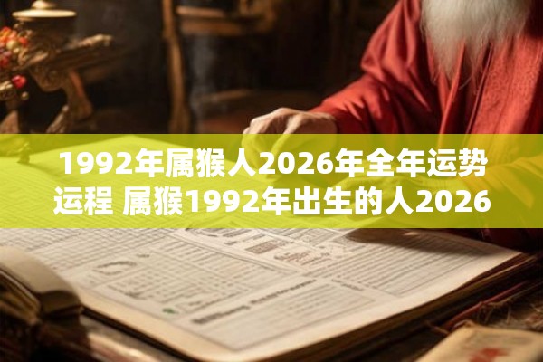 1992年属猴人2026年全年运势运程 属猴1992年出生的人2026年会有怎样的全年运势和运程