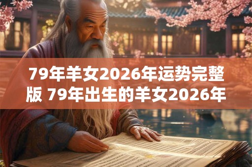 79年羊女2026年运势完整版 79年出生的羊女2026年运势如何 79年羊女2026年运势完整版 79年出生的羊女2026年运势如何