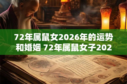 72年属鼠女2026年的运势和婚姻 72年属鼠女子2026年运程和姻缘如何