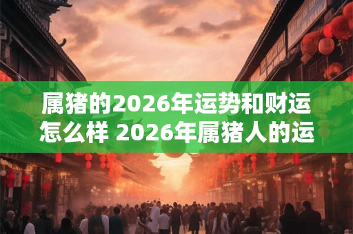 属猪的2026年运势和财运怎么样 2026年属猪人的运势和财运表现如何