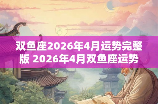 双鱼座2026年4月运势完整版 2026年4月双鱼座运势如何