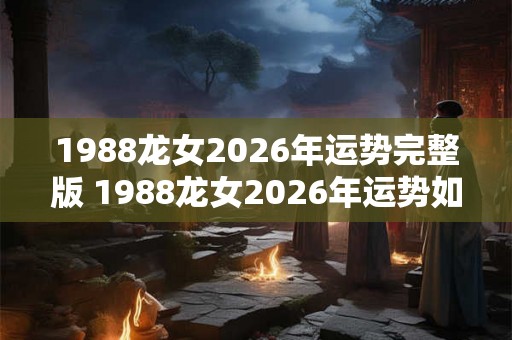1988龙女2026年运势完整版 1988龙女2026年运势如何详细预测报告 1988龙女2026年运势完整版 1988龙女2026年运势如何详细预测报告