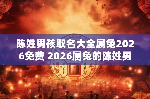 陈姓男孩取名大全属兔2026免费 2026属兔的陈姓男孩取名大全免费提供你知道有哪些好听的名字吗