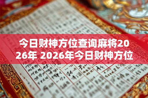 今日财神方位查询麻将2026年 2026年今日财神方位查询麻将你知道该怎么做吗