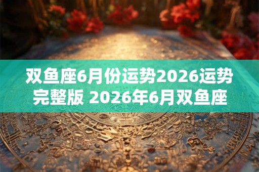 双鱼座6月份运势2026运势完整版 2026年6月双鱼座运势如何有何特点和变化 双鱼座6月份运势2026运势完整版 2026年6月双鱼座运势如何有何特点和变化