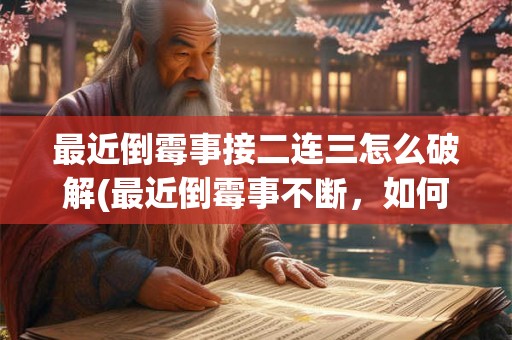 最近倒霉事接二连三怎么破解(最近倒霉事不断，如何破解这种颓废情绪？)