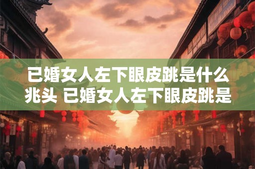 已婚女人左下眼皮跳是什么兆头 已婚女人左下眼皮跳是什么预示