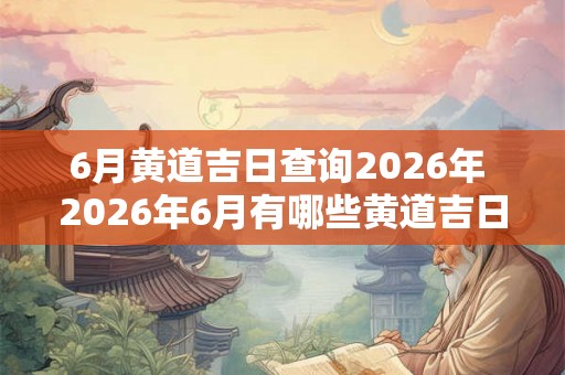 6月黄道吉日查询2026年 2026年6月有哪些黄道吉日