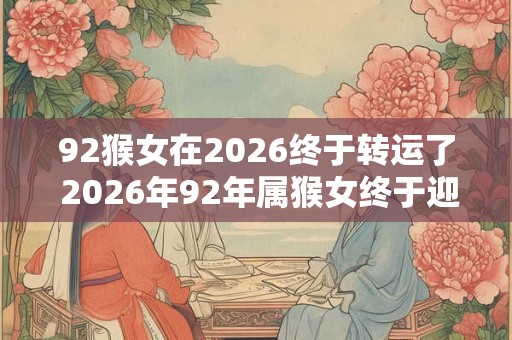 92猴女在2026终于转运了 2026年92年属猴女终于迎来了转运之时 92猴女在2026终于转运了 2026年92年属猴女终于迎来了转运之时