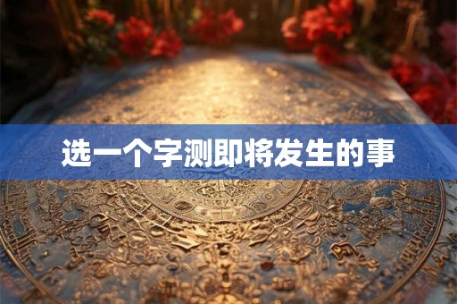 选一个字测即将发生的事 选一个字测即将发生的事