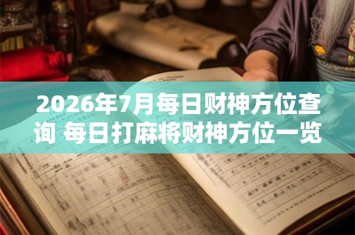 2026年7月每日财神方位查询 每日打麻将财神方位一览表 2026年7月每日财神方位查询 每日打麻将财神方位一览表