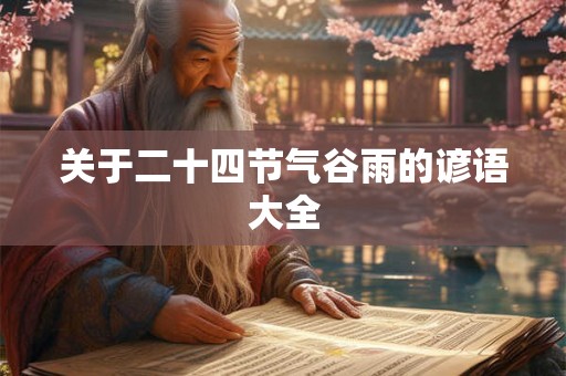 关于二十四节气谷雨的谚语大全