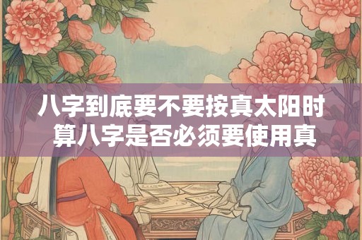八字到底要不要按真太阳时 算八字是否必须要使用真太阳时