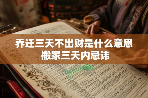 乔迁三天不出财是什么意思 搬家三天内忌讳 乔迁三天不出财是什么意思 搬家三天内忌讳