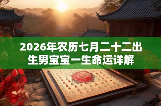 2026年农历七月二十二出生男宝宝一生命运详解