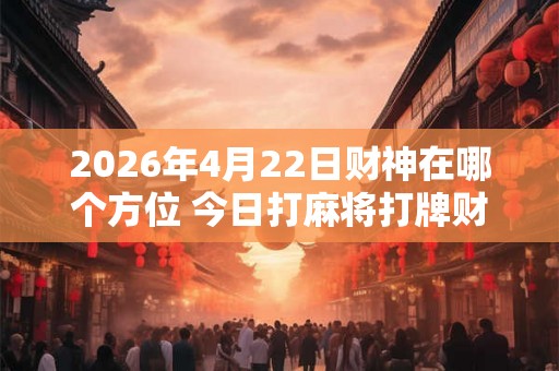 2026年4月22日财神在哪个方位 今日打麻将打牌财运方位