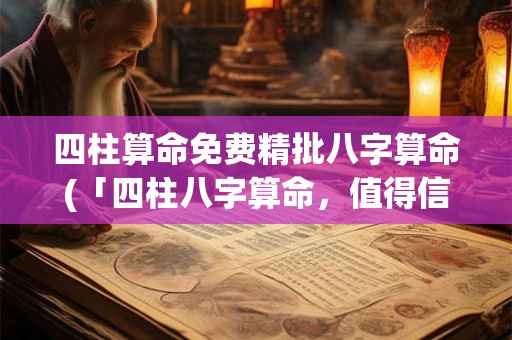 四柱算命免费精批八字算命(「四柱八字算命，值得信赖吗？」)