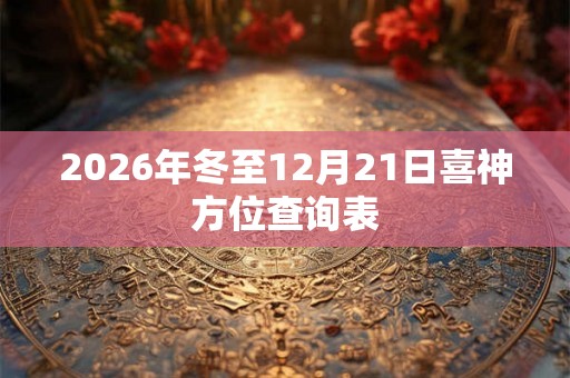 2026年冬至12月21日喜神方位查询表